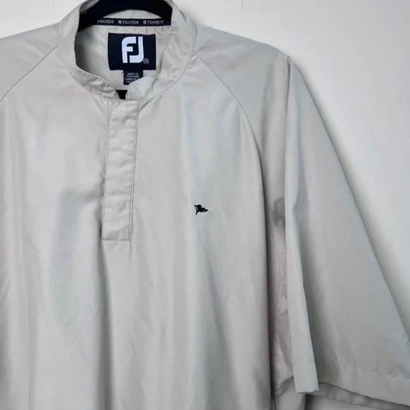 FootJoy Quarter Snap Golf Jacket Beige Men’s Size Medium Henley Pullover Pockets - Picture 2 of 9